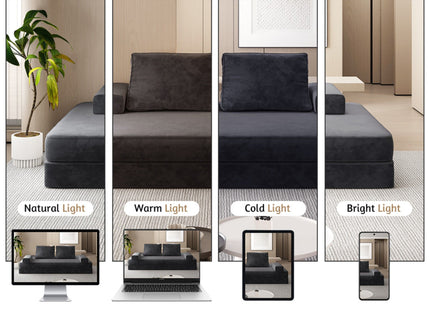 Multifunctional Convertible Sofa Bed With 2 Tumbler Backrests And 2 Pillows, Deep Seat Couch