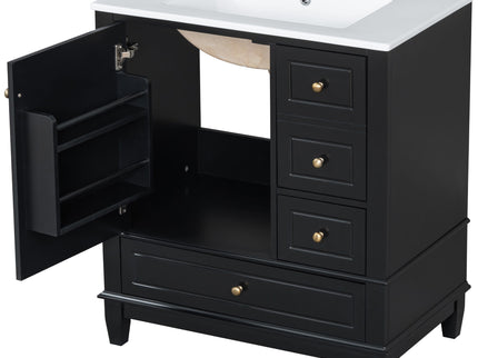 Freestanding Bathroom Vanity With Sink, Soft Close Door, 3 Drawers