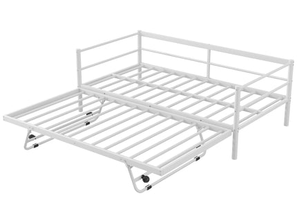 Industrial Metal Daybed With Adjustable Pop Up Trundle And LED Strip