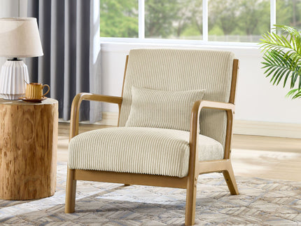 Upholstered Armchair With Back Support Pillow