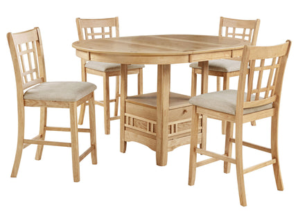 Davis - 5 Piece Oval Counter Height Dining Set With Expandable Table - Light Oak