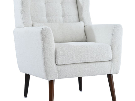 Modern Accent Chair, Arm Chairs For Living Room, Upholstered Mordern Armchair, Comfy Soft Padded Lounge Chair In Small Space, Bedroom, With Pillow, Solid Wood Leg