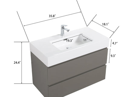 Alice - Bathroom Vanity With Sink, Wall Mounted, Floating