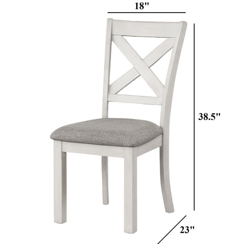 Dining Chairs With Cross Back, Cushion Seat (Set of 2) - White