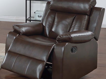 Leatherette Recliner With Pillow Arms And Headrest For Living Room - Brown