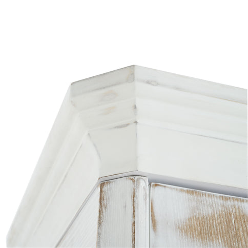 Vintage Display Cabinet With Double Glass Doors, Traditional Style Hutch For Home Or Workspace Washed - White Washed