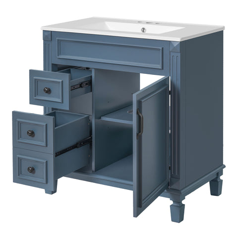 Bathroom Vanity With Sink, Cabinet With 2 Drawers And Adjustable Shelf