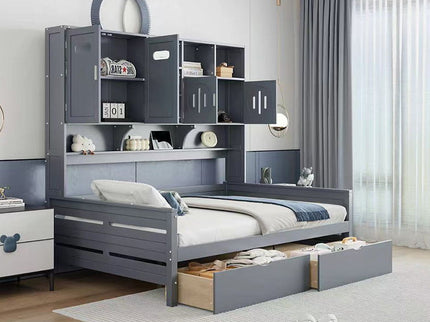 Daybed With All-In-One Cabinet And Shelf