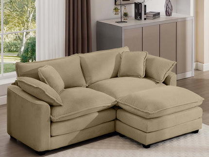 Oversized Modular Cushion Sofa With Ottoman, Low Back, Deep Seating Sofa Set