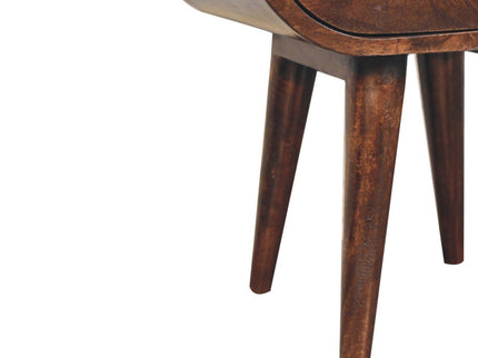 Circular Bedside Table With Open Slot - Walnut