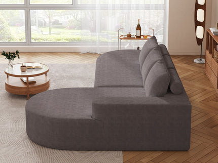 Modern Curved Sofa, L-Shaped Modular Sectional Set With 3 Pillows
