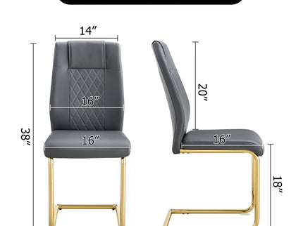 Modern Legged Upholstered Dining Chairs (Set of 4) Artificial For Kitchen And Office - Gray