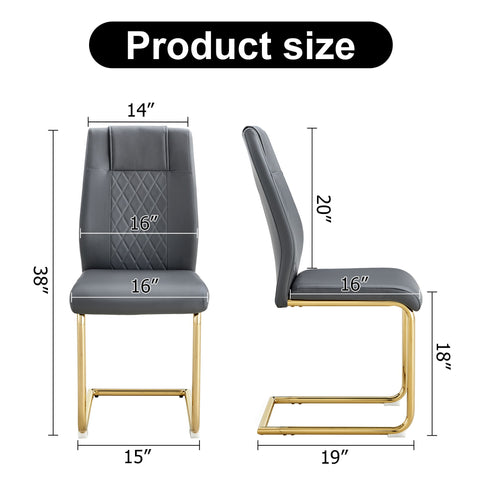 Modern Legged Upholstered Dining Chairs (Set of 4) Artificial For Kitchen And Office - Gray