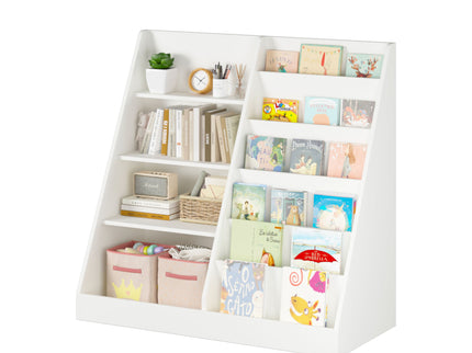 Bookshelf And Toy Storage Organizer, 4 Tier Bookcase With Display Stand For Playroom