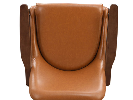Mid - Century Accent Chair With Cushioned Seat, Brass Tipped Legs