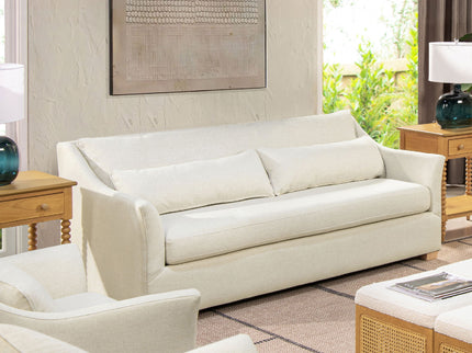 Ada - Flared Arm Contemporary Sofa With Lumbar Pillows - Flax White