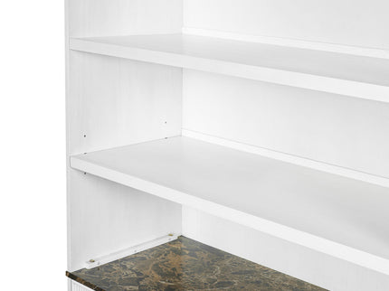 Tall Bookcase Storage Cabinet With 3 Open Shelves & Fluted Double Doors