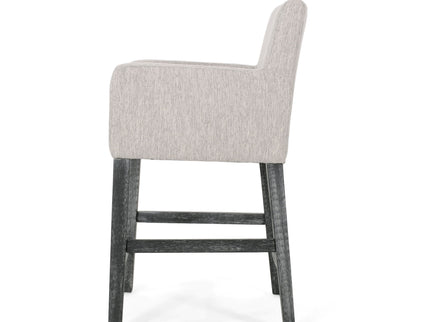 Charmed Upholstered Counter Stool With H Frame Base And Round Arms