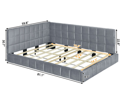 Full Size Upholstered Classic Mid Century Modern Daybed / Sofa Bed Frame, Elegant Design - Gray