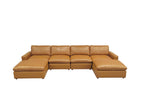 Light Brown / 3 Pc. U-Shape Sectional Sofa, 2 Ottomans