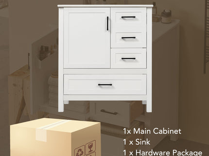 Modern Bathroom Vanity With Ceramic Sink, Solid Frame And Storage Solutions