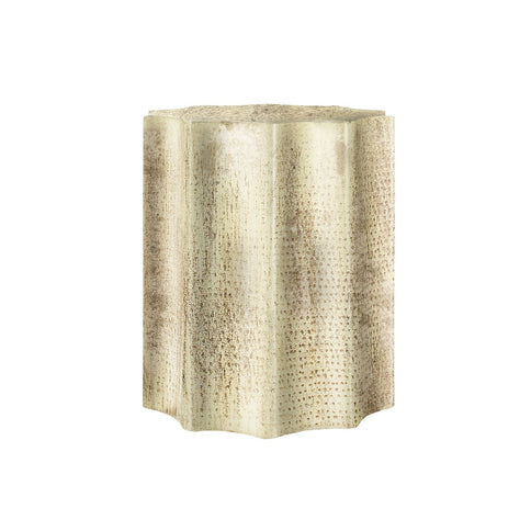 Drum Accent Side Table, Stylish Scalloped Design