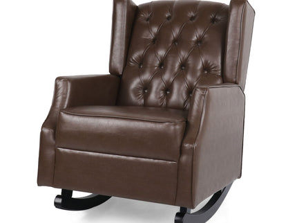 Amedou - Contemporary Tufted Wingback Rocking Chair - Dark Brown