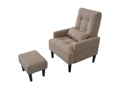 Living Room Sofa Single Chair And Ottoman, Modern Multi-Function Fabric Living Room Sofa Lounge Chair Bed And Stool. Soft Leisure Single Chair Adjustable Into 5 Angles With Sofa Bed