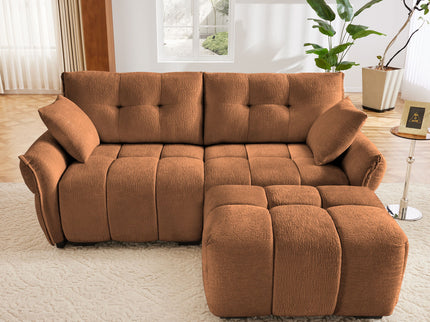 Sofa Set With Ottoman And Pillows, Textured, High Resilience Cushions