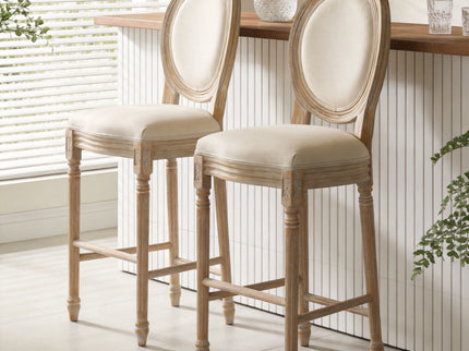 French Country Bar Chairs & Round Back (Set of 2)