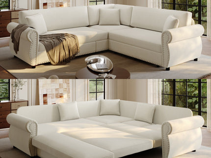 L-Shaped Sofa Couch With Pull-Out Bed