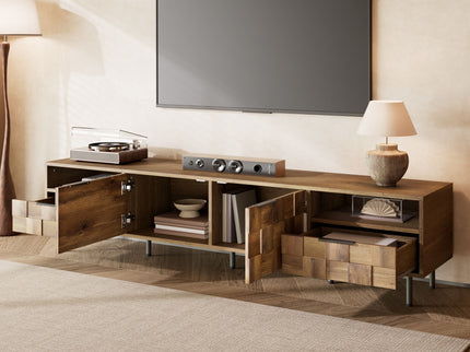 TV Stand With 2 Drawers, Media Console Table For TVs Up To 85'' - Natural