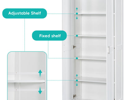 Storage Cabinet With Adjustable Shelves, 2 Doors, Rectangle Design For Bathroom