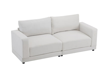 Modern Square Arm Sofa With Soft Fabric Upholstery, Deep Cushions