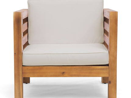 Outdoor Acacia Wood Patio Chair With Fabric Cushion