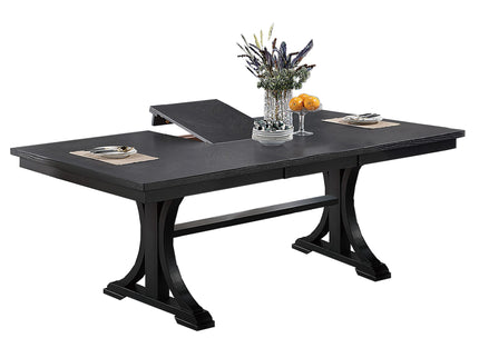 7 Piece Dining Set, Table And 6 Side Chairs, Table With Trestle Base - Black / Charcoal / White