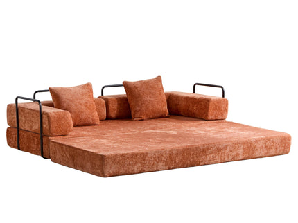 Convertible Floor Sofa Bed With Pillow Back Support Armrest