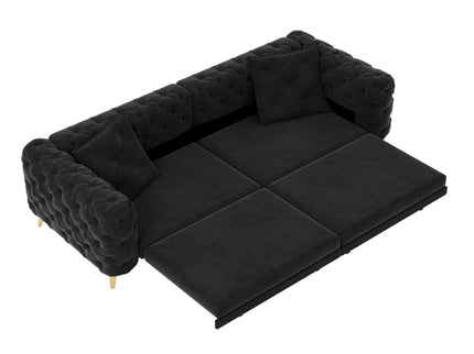 3 In 1 Convertible Sleeper, Deep Seat Pull Out Sofa Bed, Button Tufted