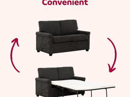 Convertible Twin Sleeper Sofa With USB Ports, 2 Seater Upholstered Loveseat - Dark Gray