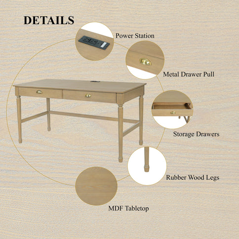 Modern Writing Desk With Drawers For Home Office