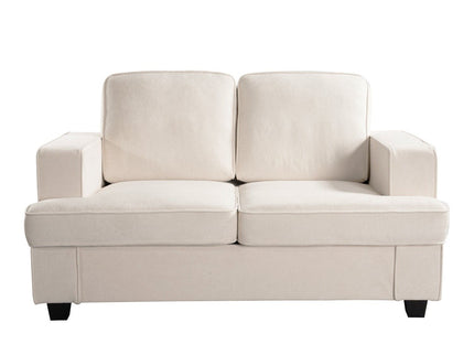 Modern Loveseat, Comfortable 2 Seater Couch With Deep Seating, Loose Back Cushions, Wide Arms