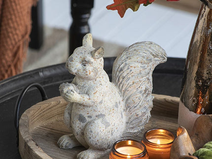 Resin Standing & Lying Down Squirrel Rustic, For Harvest Festival Fall Festival & Thanksgiving Table Decorations (Set of 2) - Antique Cream