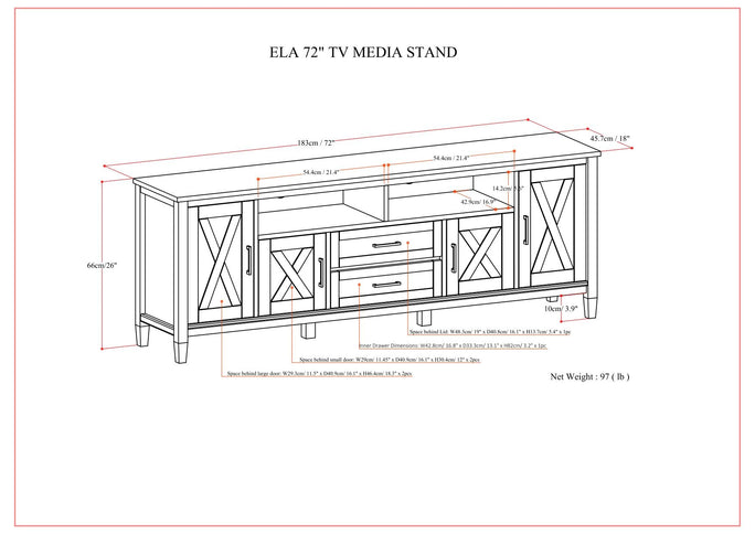 Ela - TV Media Stand - Smoky Brown