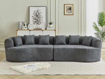 Curved Sectional Sofa With 6 Pillows