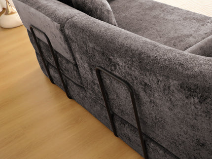 3 Seater Sofa With Built In Pet Bed Nook, Curved Design And 2 Throw Pillows