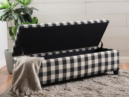 Contemporary Storage Ottoman With Seating And Storage - Black