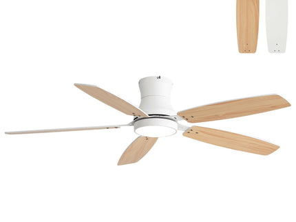 52" Flush Mount Ceiling Fan With Light, DC Motor, Remote Control, Dual Color