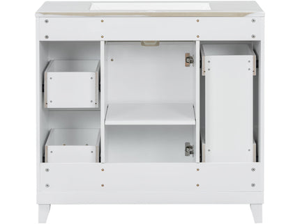 Bathroom Vanity With Ceramic Sink, Soft Close Doors, Adjustable Shelves