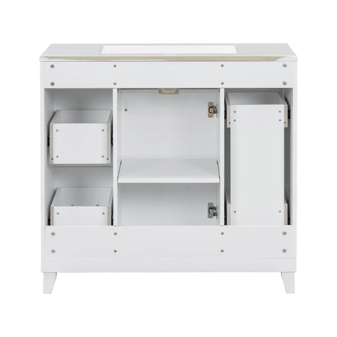 Bathroom Vanity With Ceramic Sink, Soft Close Doors, Adjustable Shelves