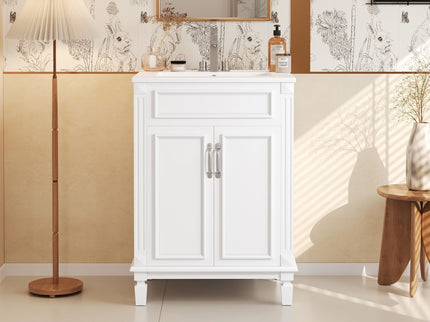 Bathroom Vanity With Top Sink, Cabinet With 2 Soft Closing Doors